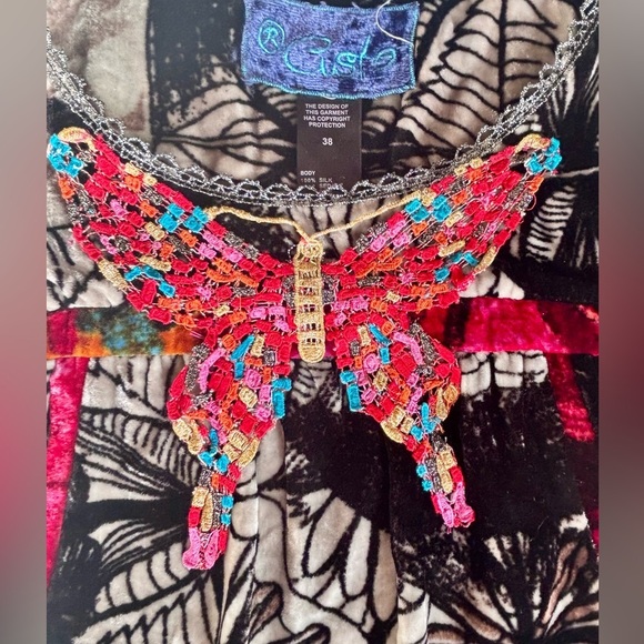 Custo Barcelona Eclectic Velvet Textured Butterfly Dress - Picture 4 of 6